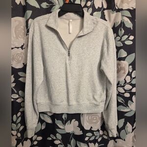 Fablwtics Gray Half-Zip Cropped Sweater